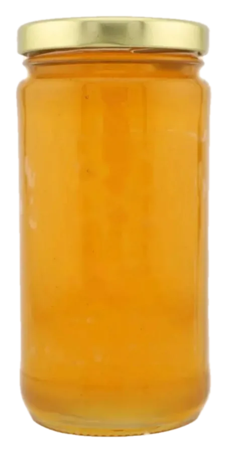 White Clover honey in a one-pound glass jar